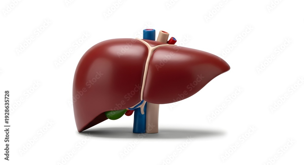 Obraz premium Anatomical Human Liver Model Showing Internal Organs and Structures.