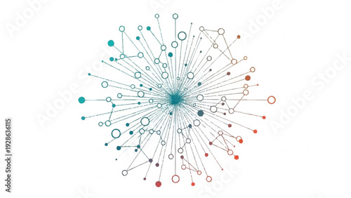 Abstract network connection graphic with interconnected nodes and lines radiating from a central point