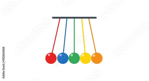Newton's Cradle Vector Illustration, Flat Design for Science Education, Physics Concept