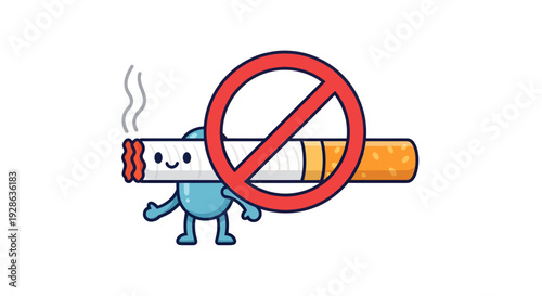 No Smoking Cartoon Vector Illustration, Anti-Smoking Concept, Health, Cigarette Ban