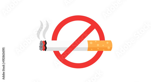 No smoking sign vector illustration, flat design, for health and warning.