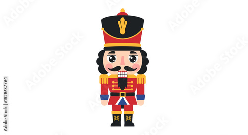 Nutcracker Vector Illustration, Christmas Holiday Design, Festive Cartoon Graphic, for Seasonal Decoration