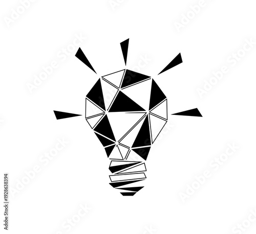 Geometric light bulb design with abstract polygonal pattern and rays