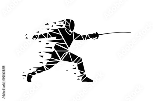 Geometric abstract fencer in dynamic motion