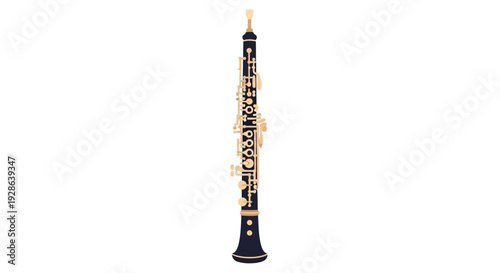 Oboe illustration, vector style graphic, musical instrument, woodwind, design, music, isolated, art