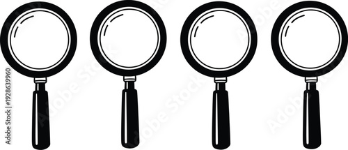 Four magnifying glasses illustration