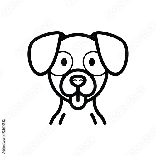 A cheerful cartoon dog with a wagging tail and open mouth looking happy