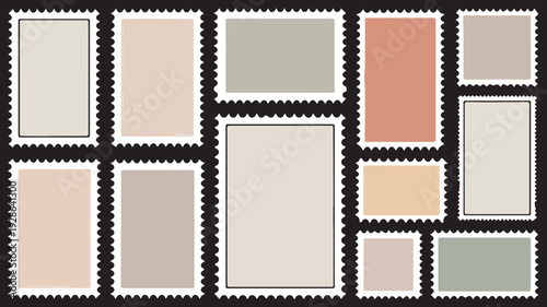 Blank Postage Stamp Frames Set – Vintage Postal Border Template Collection Vector