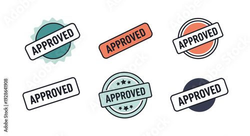 Approved stamp Line modern smooth style vector