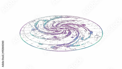 A colorful spiral galaxy illustration, depicting a cosmic view of stars and nebulae in a swirling pattern