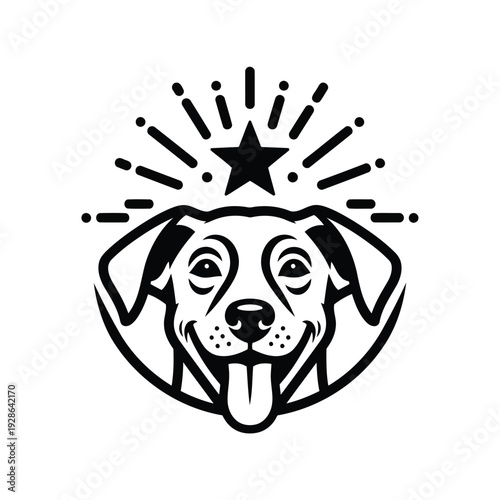 A playful cartoon dog with a starburst explosion emanating from its head