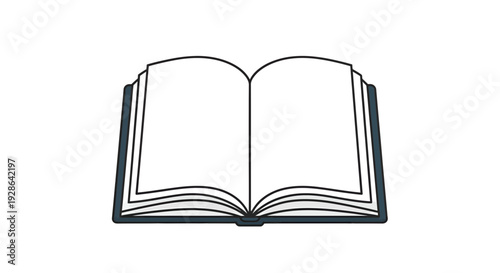 Open Book Vector Illustration, Blank Pages, Education, Reading, Design, Graphic