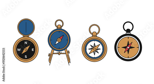 Antique Compass Line dynamic smooth tone illustration