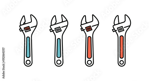 Adjustable Wrench soft tone color illustration