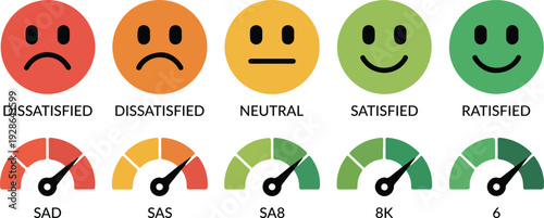 Speedometer Gauge Icon Set – Performance Meter Scale with Red Green Indicator Vector