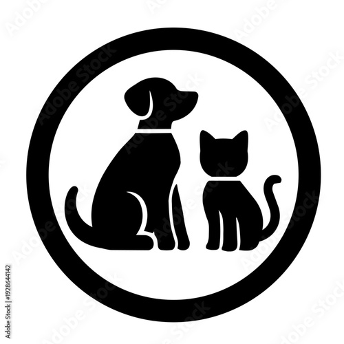 Pet Friendly Icon with Dog and Cat (Monochrome)
犬と猫のペット可モノクロアイコン