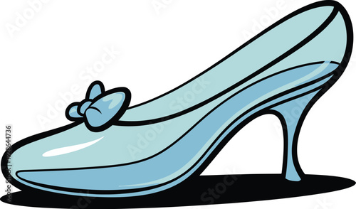 Glass Slipper With Bow Vector IllustrationFairy Tale Shoe Concept
