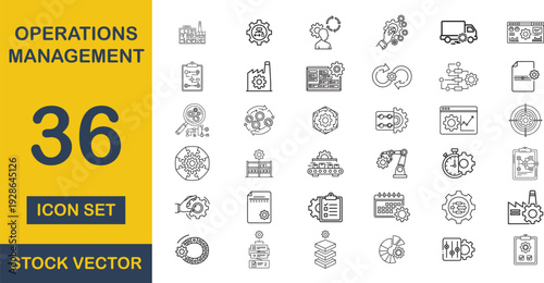 Operations Management icon set. Editable line icons. Vector illustration - stock vector.