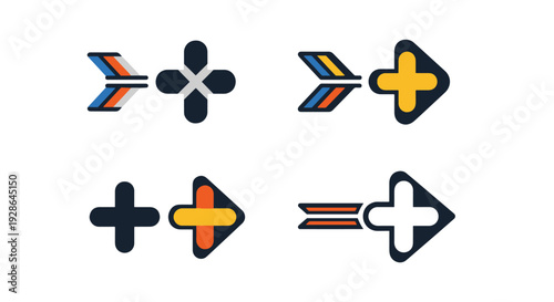 Arrow with Cross creative bold tone vector