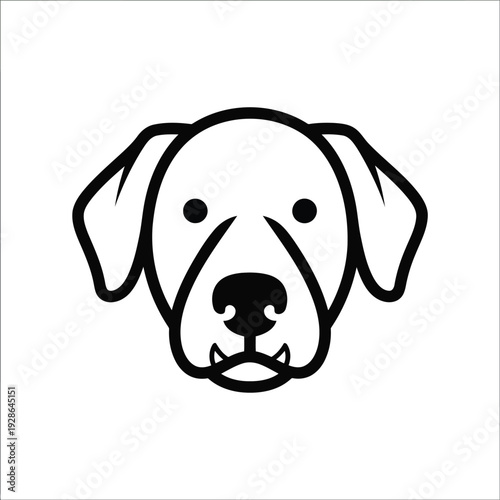 A stylish black and white illustration of a loyal and attentive labrador retriever
