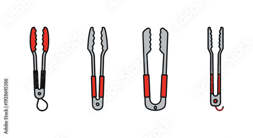 BBQ Tongs Line art minimal color design