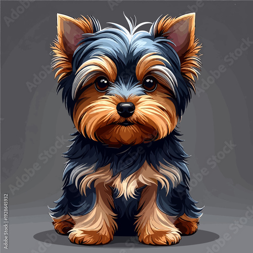 Yorkshire Terrier Welpe – Niedlicher Comic Vektor, weißer Hintergrund