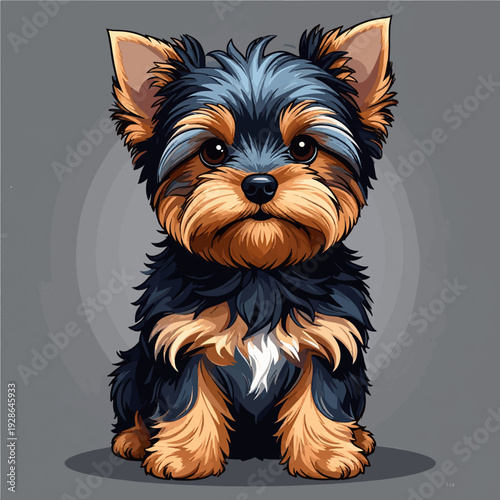 Yorkshire Terrier Welpe – Niedlicher Comic Vektor, weißer Hintergrund