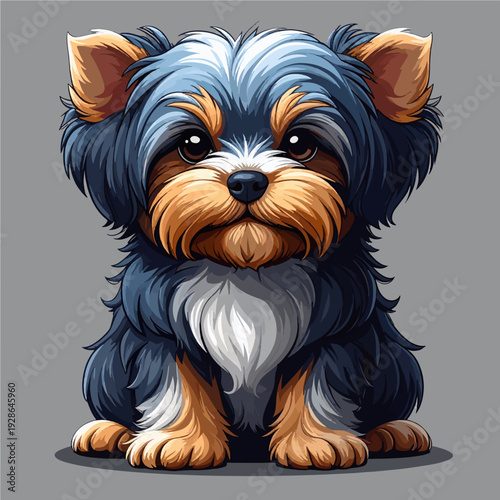 Yorkshire Terrier Welpe – Niedlicher Comic Vektor, weißer Hintergrund