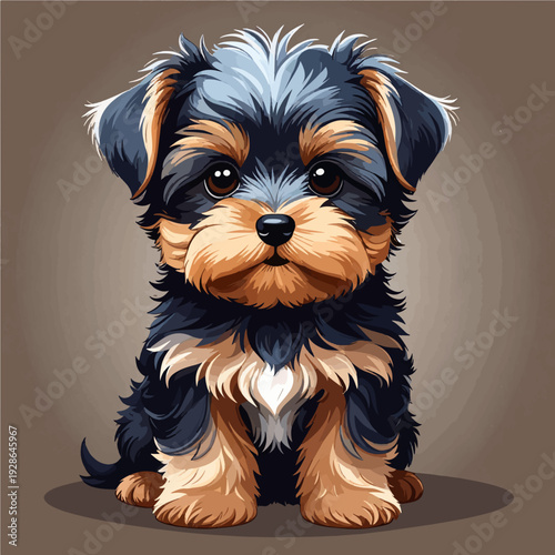 Yorkshire Terrier Welpe – Niedlicher Comic Vektor, weißer Hintergrund