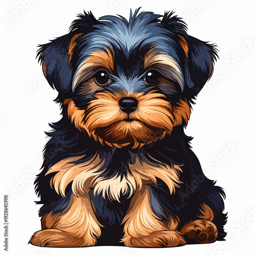 Yorkshire Terrier Welpe – Niedlicher Comic Vektor, weißer Hintergrund