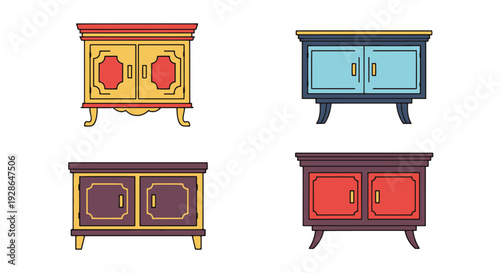Baroque Cabinet Line soft tone color illustration