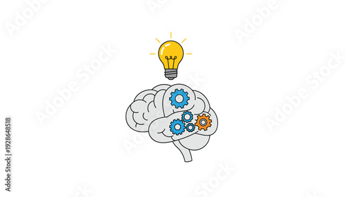 Innovative thinking concept with brain and lightbulb moment