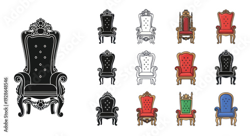 Collection of Regal Thrones and Ornate Chairs