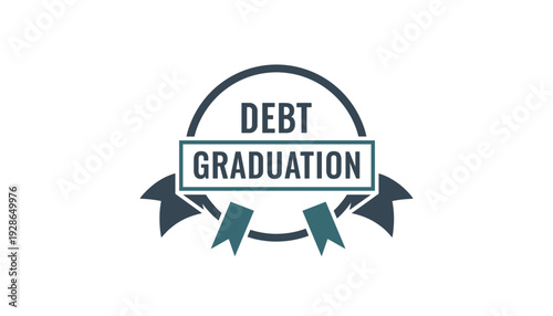 Debt graduation concept with modern ribbon design