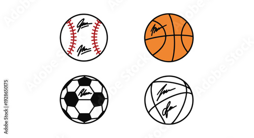 Autographed Ball minimal abstract design illustration