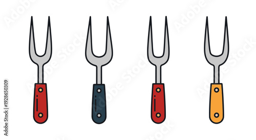 BBQ Fork Line art creative tone color illustration