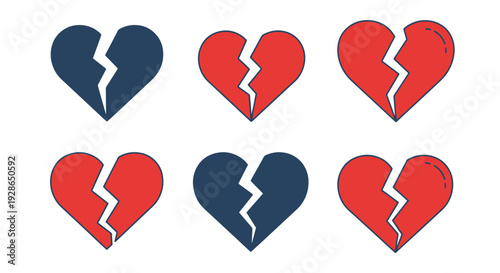 Broken heart Line dynamic modern abstract illustration