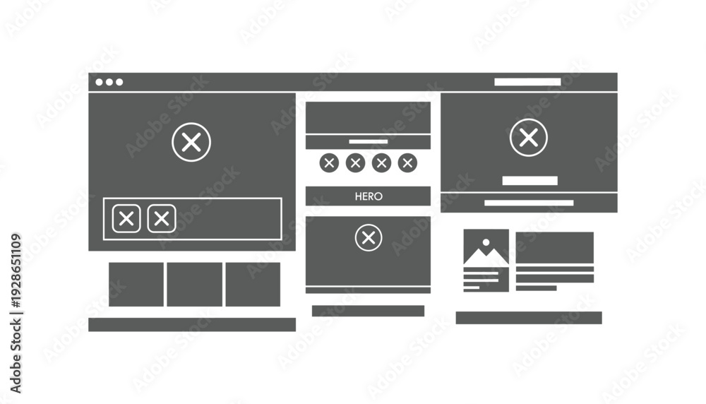 Fototapeta premium Modern web design elements with gray interface components