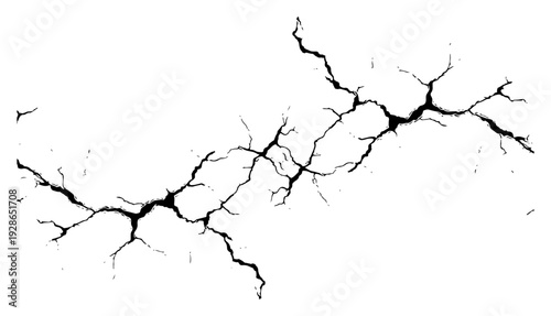 Hand drawn illustration of a large jagged wall crack vector element for sports impact