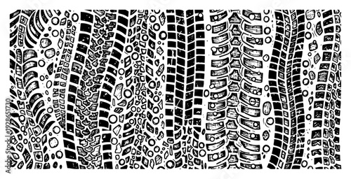 Complex tire tracks and gravel stone textures for urban soccer and automotive backgrounds