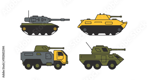 Armored Vehicle Line creative tone color illustration