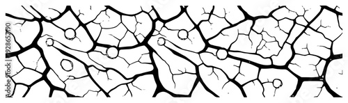 Abstract urban pattern with dry cracked earth and circular connecting dots