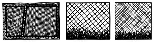 Hand drawn soccer goal net textures with grass for sports graphic design