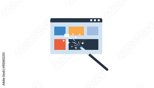 Vibrant web design concept with colorful squares and sparkling effect