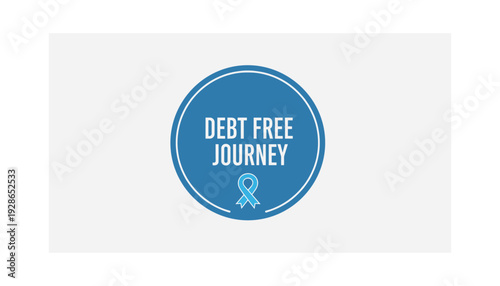 Debt free journey concept with blue ribbon symbol