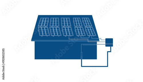 Modern solar panel system on a house with battery storage