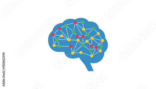 Vibrant brain network illustration with interconnected nodes and lines