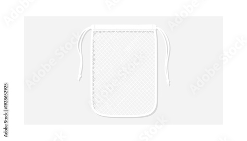 White mesh laundry bag with drawstring closure for easy use