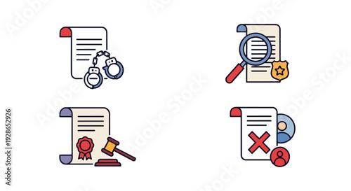 Arrest Warrant Line minimal bold color illustration