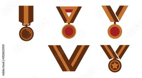 Bronze medal ribbon soft dynamic tone illustration